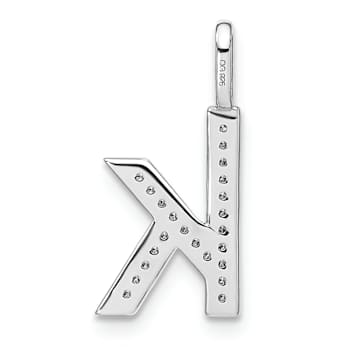 14K White Gold Diamond Lower Case Letter K Initial Pendant