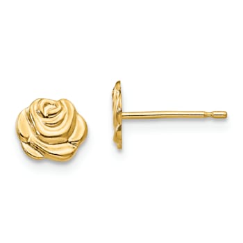 14K Yellow Gold Flower Post Earrings