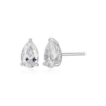 Pear Shape Moissanite Platineve Stud Earrings 1.90ctw DEW