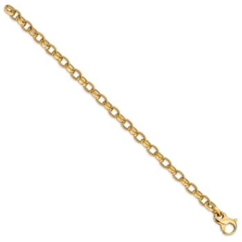 14k Yellow Gold 6.2mm Hand-polished Fancy Link Bracelet