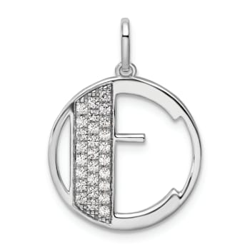 14K White Gold Gatsby Diamond Initial E Charm