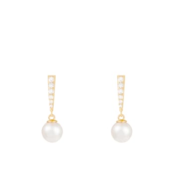 White Cultured Freshwater Pearl 14k Yellow Gold Earrings 7-7.5mm