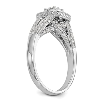 Rhodium Over 14K White Gold Lab Grown Diamond Cluster Engagement Ring 0.508ctw