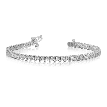 Rhodium Over 14k White Gold I1/G-H Diamond Tennis Bracelet 0.91ctw