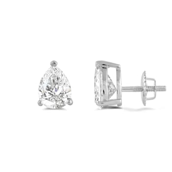 White Cubic Zirconia 14k White Gold Studs With Velvet Gift Box 3.00ctw