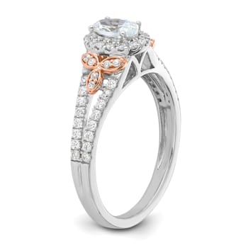 14K Two-tone Lab Grown Diamond Halo Engagement Ring 0.804ctw