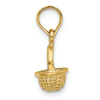 10K Yellow Gold 3D Textured Mini Basket Charm