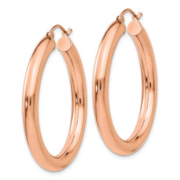 14k Rose Gold Polished 1 3/8" Tube Hoop Earrings