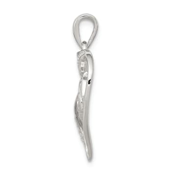 Rhodium Over Sterling Silver MOM Cubic Zirconia Heart Pendant