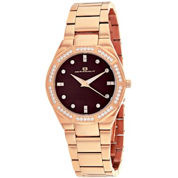 Oceanaut Women's Athena Black Dial, Rose Stainless Steel Watch