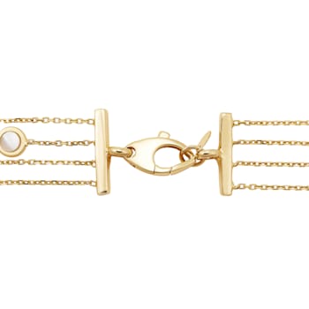 Square and Disc Shape White Mother-Of-Pearl 14K Yellow Gold Multi-Row Bracelet