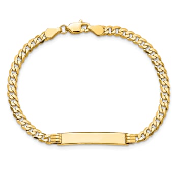 10k Yellow Gold Flat Curb Link ID Bracelet