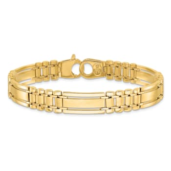14K Yellow Gold Polished and Satin 8.5-inch Men's Link Bracelet