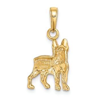 14k Yellow Gold Boston Terrier Dog Pendant