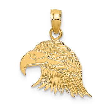 10K Yellow Gold Textured Flat Eagle Head Charm