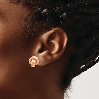 14k Rose Gold Polished 7mm Love Knot Stud Earrings
