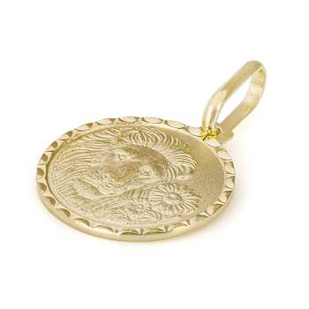 Leo Zodiac Medallion Pendant In Solid 14K Yellow Gold