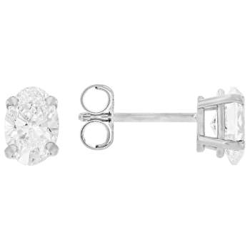 Lab-Grown Diamond Oval Stud Earrings In 14K White Gold 1.00ctw