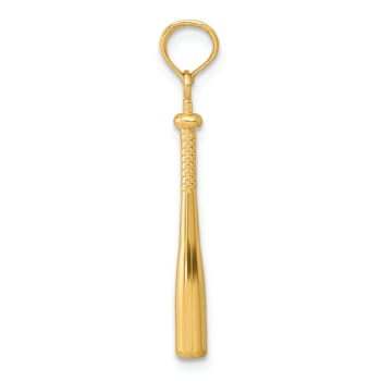 14k Yellow Gold 3D Textured Baseball Bat Pendant