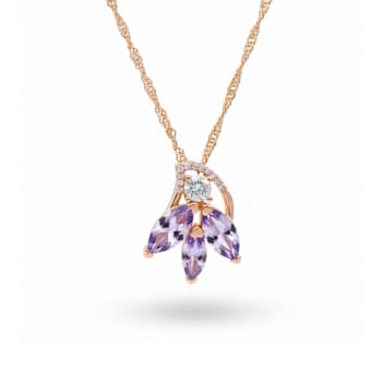 Marquise Shape Purple Amethyst 14K Rose Gold Over Sterling Silver
Pendant with Chain