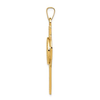 14K Yellow Gold Textured Cross with St. Christopher Medal Pendant