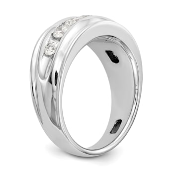 Rhodium Over 14K White Gold Lab Grown Diamond Men's Band