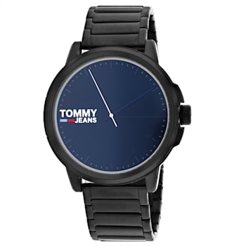 Tommy Hilfiger Men's Jeans Blue Dial Black Stainless Steel Watch