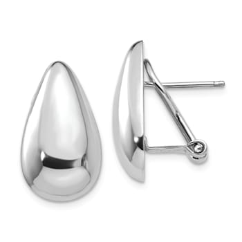 Rhodium Over 14k White Gold Tear Drop Earrings