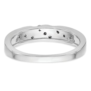 Rhodium Over 14K White Gold Diamond Trio Ladies Wedding Band 0.12ctw