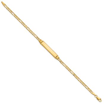 14k Yellow Gold Diamond-Cut Figaro Link ID Bracelet