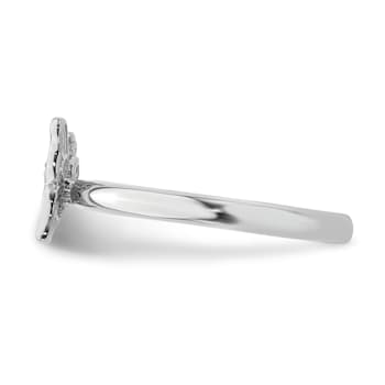 Rhodium Over Sterling Silver Stackable Expressions Butterfly with
Diamond Ring 0.015ctw
