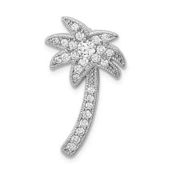 Rhodium Over Sterling Silver Cubic Zirconia Palm Tree Chain Slide