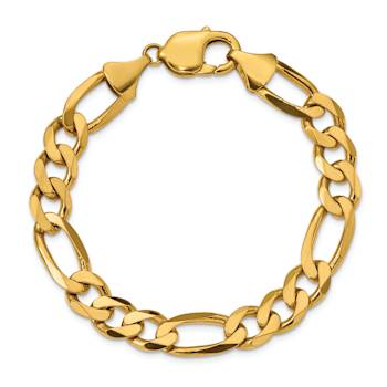 10k Yellow Gold 10mm Flat Figaro Link Bracelet
