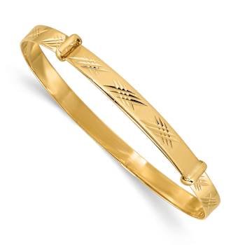 14k Yellow Gold Polished and Diamond-Cut 3.35mm Expandable Baby Bangle