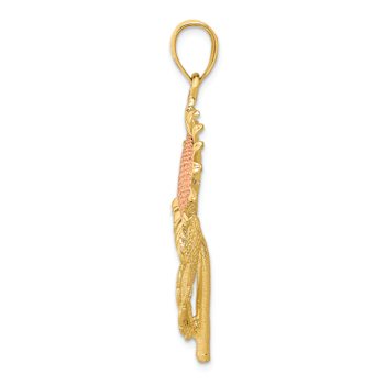 14k Yellow Gold and 14k Rose Gold Diamond-Cut Brushed Sunflower Pendant
