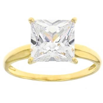 White Cubic Zirconia 18K Yellow Gold Over Sterling Silver Ring 5.49ctw