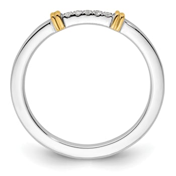 14K White and Yellow Gold Two Tone Stackable Expressions Diamond Ring 0.04ctw