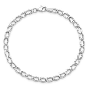 Rhodium Over 14k White Gold 4mm Polished Open Link Bracelet