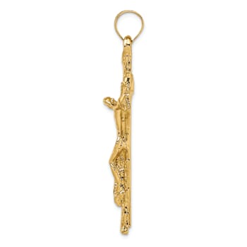 14k Yellow Gold Textured Crucifix Pendant