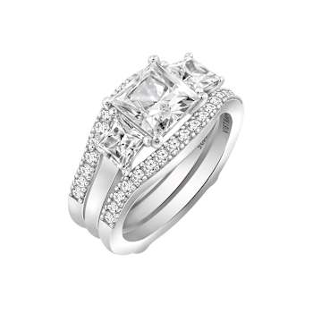 White Cubic Zirconia Platinum Over Sterling Silver Ring 3.51ctw