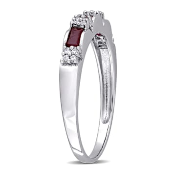 Ruby and Diamond 10K White Gold Ring 0.58ctw