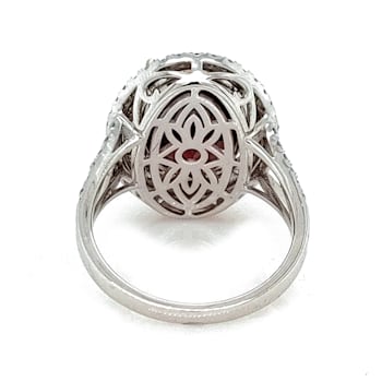9.29 Ctw Garnet 0.82 Ctw White Diamond Ring in 14K 2-Tone