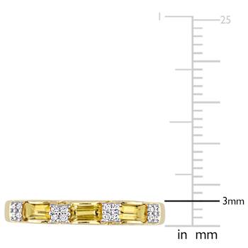 Citrine and Diamond 10K Yellow Gold Eternity Ring 0.43ctw
