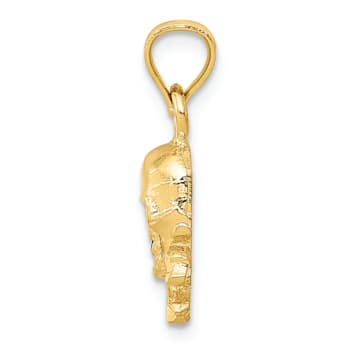 14k Yellow Gold Skull and Cross Bones Pendant