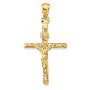 14k Yellow Gold Textured Crucifix Pendant