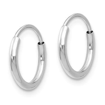 Rhodium Over 14K White Gold Endless Hoop Earrings