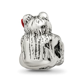 Sterling Silver Bear with Enameled Flower Bead