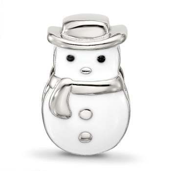 Sterling Silver Kids Enamel Snowman with Hat Bead