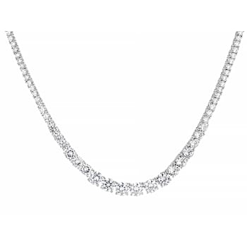 Classic CZ Tennis Necklace In Sterling Silver
