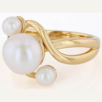 Freshwater Pearl Three-Stone Ring In 18K Gold Over Sterling Silver